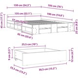  Posteljni okvir s predali betonsko siv 135x190cm inženirski les | Shoptok.si