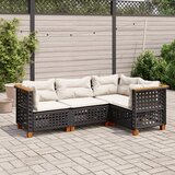 Maison Chic Seti vrtnega pohištva - Vrtna garnitura - Vrtni pohištvo set 4-delna z blazinami črna poli ratan, (21816531) | Shoptok.si