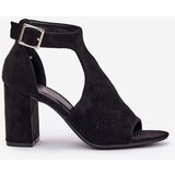 Boto Sandals With Perforated Design On Heel Eco Suede Black Helori | shoptok.hr