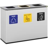 Ulsonix Ločevalni koš za smeti, 3 prekatni, JEKLO, 180 l, srebrn, (21092823) | Shoptok.si
