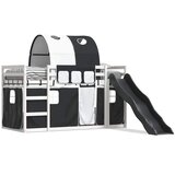 Krevet na kat s toboganom i zavjesama bijelo-crni 90 x 190 cm | Eponuda.com