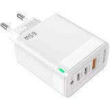 Jellico hišni polnilec adapter C79 220V Gun Quick Charge PD 65W vhod 1x USB A in 2x Type C bel | Shoptok.si