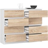 AKORD Komoda, 8 Predalov, Bela/Hrast Sonoma, (5000332157) | Shoptok.si