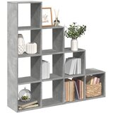  Pregrada/regal za knjige 4 razine sivi 131,5x29x131,5 cm drveni | shoptok.hr