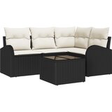 vidaXL 4-delni vrtni kavčni set z blazinami Rjava Poli ratan | Shoptok.si