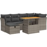 vidaXL 7-dijelni set vrtnih sofa poliratan i bagrem s jastucima sivi | shoptok.hr