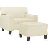  Fotelja s tabureom krem 60 cm od umjetne kože | shoptok.hr