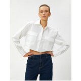 Koton Long Sleeve Cotton Crop Shirt with Pocket Cene