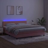  Box spring s madracem LED ružičasti 160x200cm baršunasti | shoptok.hr