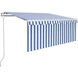 vidaXL Avtomatsko zložljiva tenda s senčilom 3,5x2,5 m modra in bela, (20965982) | Shoptok.si
