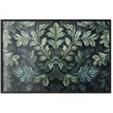  Plakat - Victorian Leaves in Dark Greens 90x60 Crni okvir | shoptok.hr