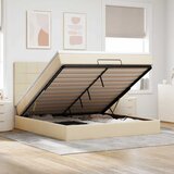  Otomanski krevet s madracem i LED krem 180x200cm od tkanine | shoptok.hr