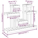  Stalak za biljke bijeli 104,5 x 25 x 77,5 cm masivna borovina | shoptok.hr