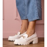 D/CEO marka niezdefiniowana White low block heel shoes with gold decoration Marela Cijene