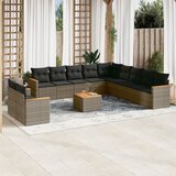  The Living Store Vrtna sedežna garnitura 12-delna z blazinami siva poli ratan - Vrtna Sedežna Garniture, (21481579) | Shoptok.si