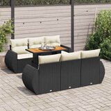  7-dijelni set vrtnih sofa od poliratana s jastucima crni Cijene
