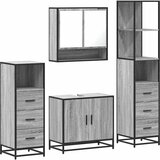 vidaXL kopalniško pohištvo 4 kosi siva sonoma inženirski les | Shoptok.si