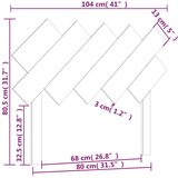  Uzglavlje za krevet sivi 104x3x80,5 cm od masivne borovine | shoptok.hr