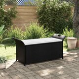 vidaXL klop za shranjevanje z blazino 138 cm poli ratan rjave barve | Shoptok.si