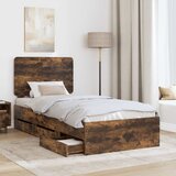  Krevetna konstrukcija s ladicama Dimljeni hrast 75 x 190 cm | shoptok.hr