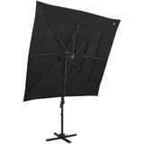  Suncobran s 4 razine i aluminijskom šipkom 250 x 250 cm crni | shoptok.hr