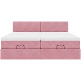 vidaXL Otomanski posteljni okvir z vzmetnicami roza 200x200cm žamet | Shoptok.si