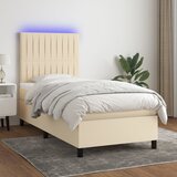  The Living Store Box spring postelja z vzmetnico LED krem 100x200 cm blago - Box Spring Postelja, (21448977) Cene