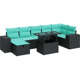 Vrtna garnitura - 8-dijelni set vrtnih sofa od poliratana s jastucima sivi bagrem - Crna sa spremištem 1 | shoptok.hr
