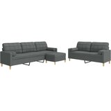  3-dijelni set sofa s tabureom i jastucima tamnosivi tkanina | shoptok.hr