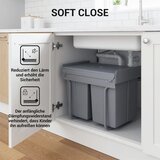  Konstrukcija kante za otpad s 3 kante za odvajanje otpada sustav s tračnicama ugrađena set od 3 kante za otpad siva | shoptok.hr