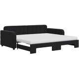  Dnevni krevet na razvlačenje s madracima crni 90x190 cm baršun | shoptok.hr