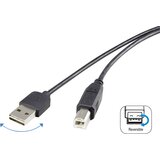 Renkforce USB kabel USB 2.0 USB-A vtič\, USB-B vtič 1.80 m črna primeren za obojestranski priključek \, pozlačeni konektorji RF-4078644, (20416229) | Shoptok.si