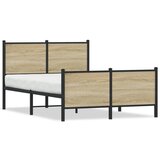 Maison Chic Kovinski Posteljni okvir - Dvoposteljna postelja - Zakonska postelja brez vzmetnice sonoma hrast 120x200 cm, (21694476) | Shoptok.si