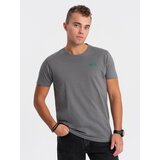 Ombre Men's cotton t-shirt with contrasting thread - gray Cene