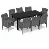  9-dijelni vrtni blagovaonski set od poliratana s jastucima crni Siva Dužina stola 190 cm | shoptok.hr