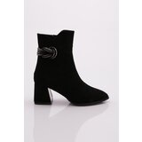DGN 23121 Women's Heeled Boots Black Suede Cene