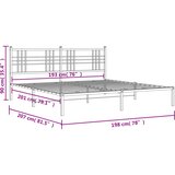  Metalni okvir za krevet s uzglavljem bijeli 193x203 cm | shoptok.hr