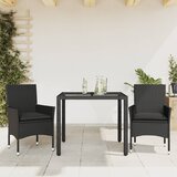 vidaXL Vrtna jedilna garnitura 3-delna z blazinami črn poli ratan, (21167821) | Shoptok.si