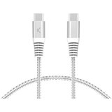 Ksix ultrabrzi kabel USB-C na USB-C, 60W, pleteni, ojačani konektori, 2m, bijel | shoptok.hr