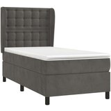 Box spring postelja z vzmetnico temno siv 90x190 cm žamet, (20789720) | Shoptok.si