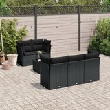  6-dijelni set vrtnih sofa s jastucima crni od poliratana | shoptok.hr