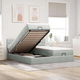vidaXL Otomanski posteljni okvir z vzmetnicami siv 200x200cm žamet | Shoptok.si