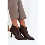 Boto Patent Low Ladies Boots on Heel Chocolate Jolivra | Shoptok.si