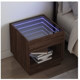 vidaXL Nočna mizica z neskončnimi LED rjavi hrast 50x50x50 cm Cene