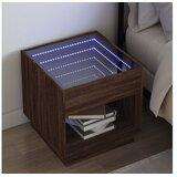vidaXL Noćni ormarić s beskonačnim LED boja smeđeg hrasta 50x50x50 cm | shoptok.hr