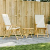 vidaXL 3-dijelni sklopivi bistro set s krem bijelim jastucima bambus | shoptok.hr