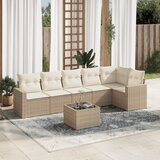 vidaXL 7-dijelni set vrtnih sofa od poliratana s jastucima bež Cijene