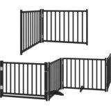  Vrata za pse s vratašcima 10 panela sklopiva 800 cm drvo topole Crna 80 x 60 x 2 cm | shoptok.hr