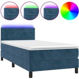 vidaXL Box spring postelja z vzmetnico LED temno modra 100x200cm žamet, (20900984) | Shoptok.si