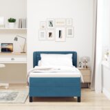 vidaXL Box Spring Krevet s Madracem Tamnoplava 90x190 cm Baršun | shoptok.hr